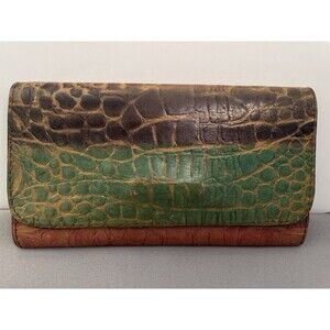 Tributo Leather Womens Snap Wallet Card Organizer Colorful Artisan Croc Embossed